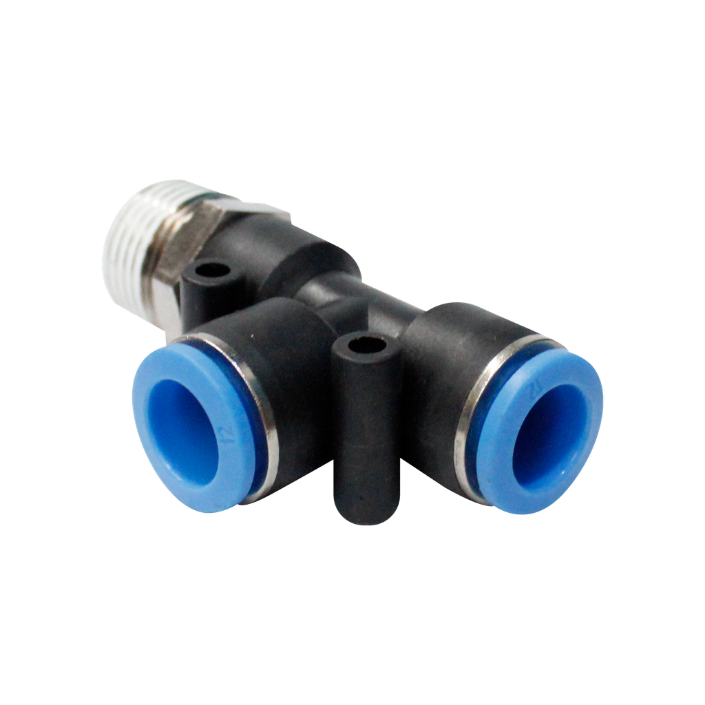 Conector rápido "T" cuerda lateral 1/4" BSP manguera 10 MM