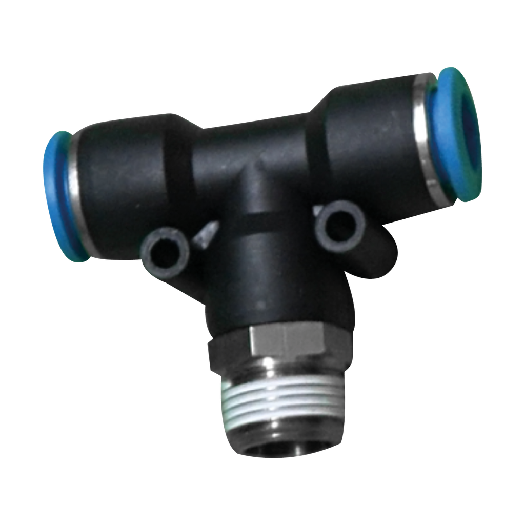 Conector rápido "T" manguera 6 MM cuerda central M6