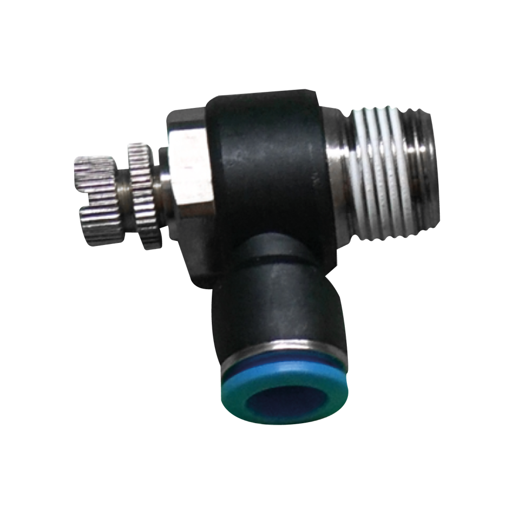 Válvula estrangulación y antirretorno tipo "L" rosca de 1/2 tipo "PT" diámetro de manguera 12MM
