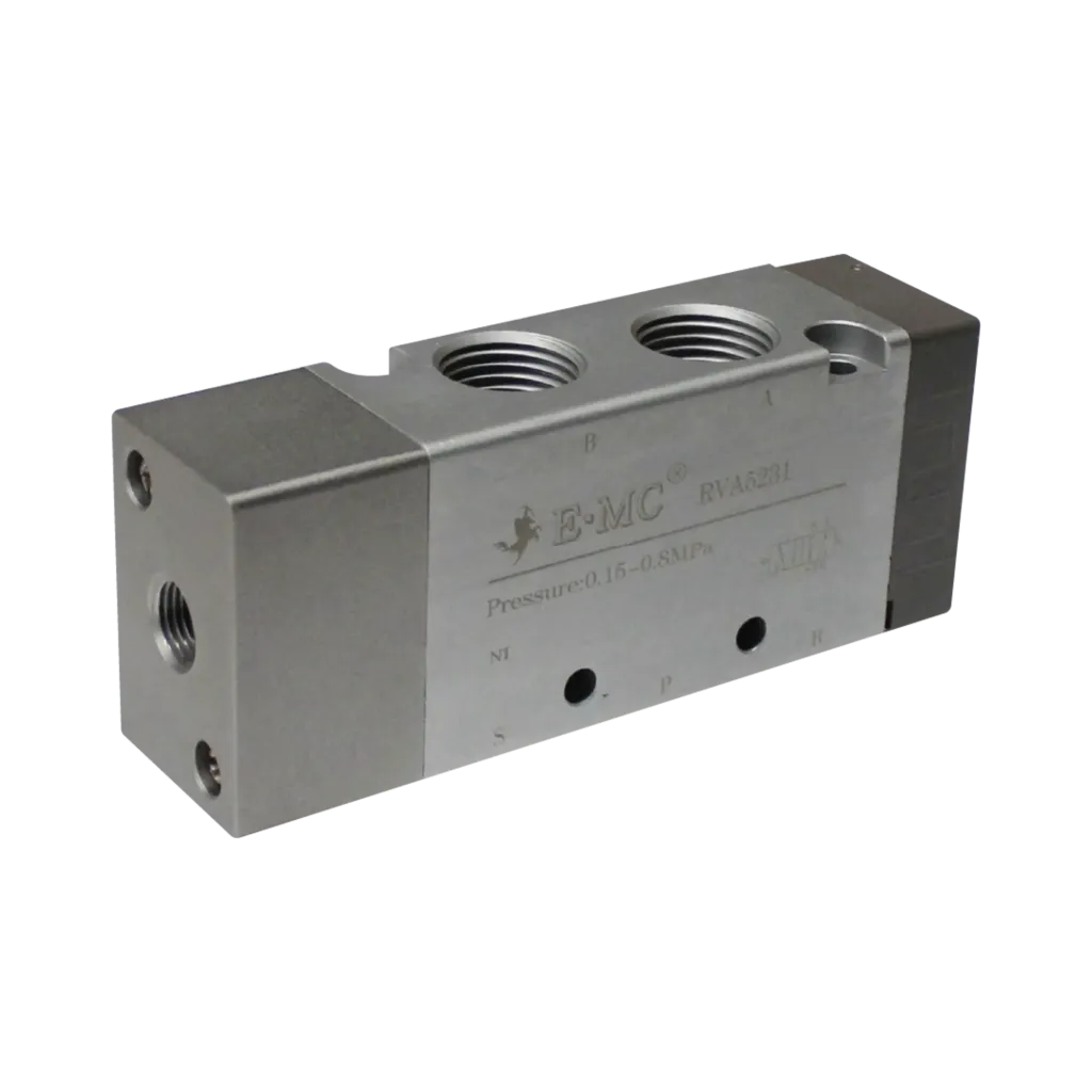 Válvula neumática, 5/2 monoestable, 3 serie, retorno por resorte puertos 1/4" NPT