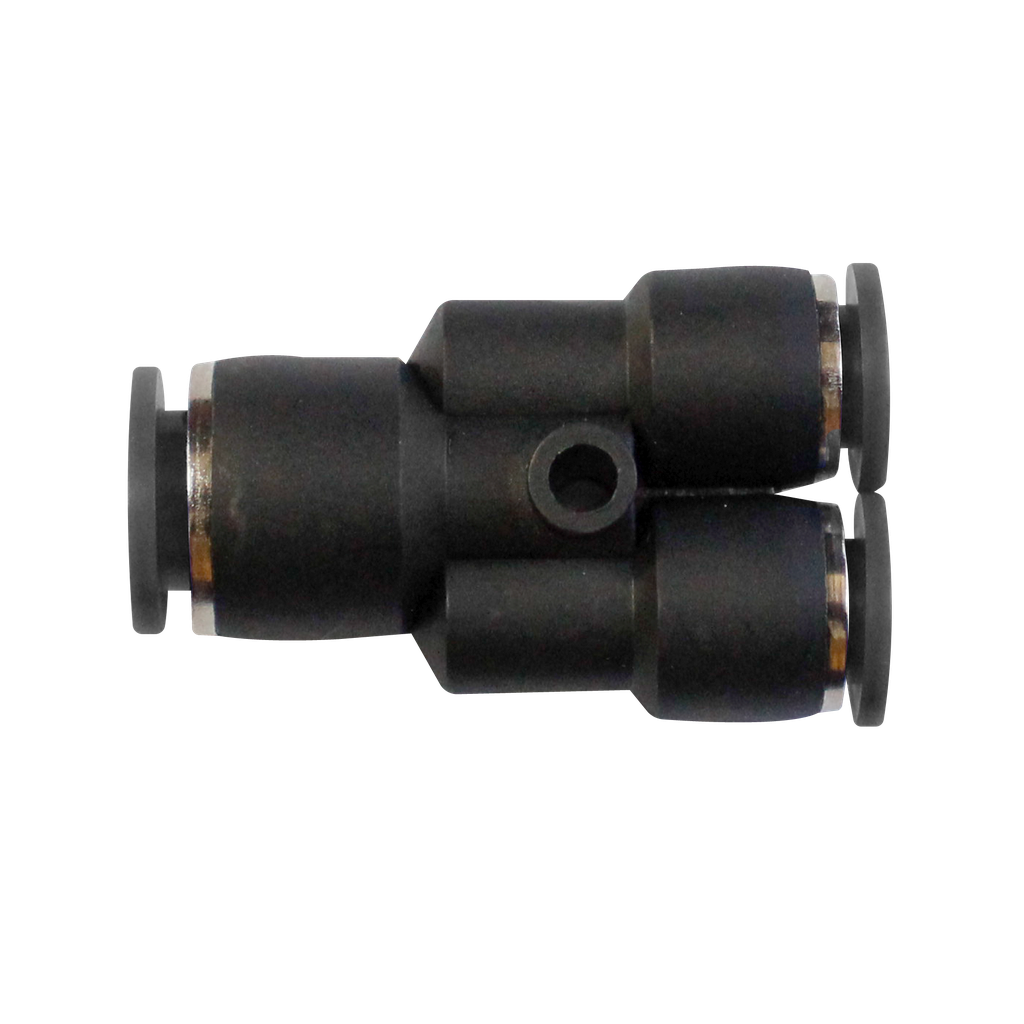 Conector enchufable "Y" manguera central 1/2" derivaciones 1/16" NPT