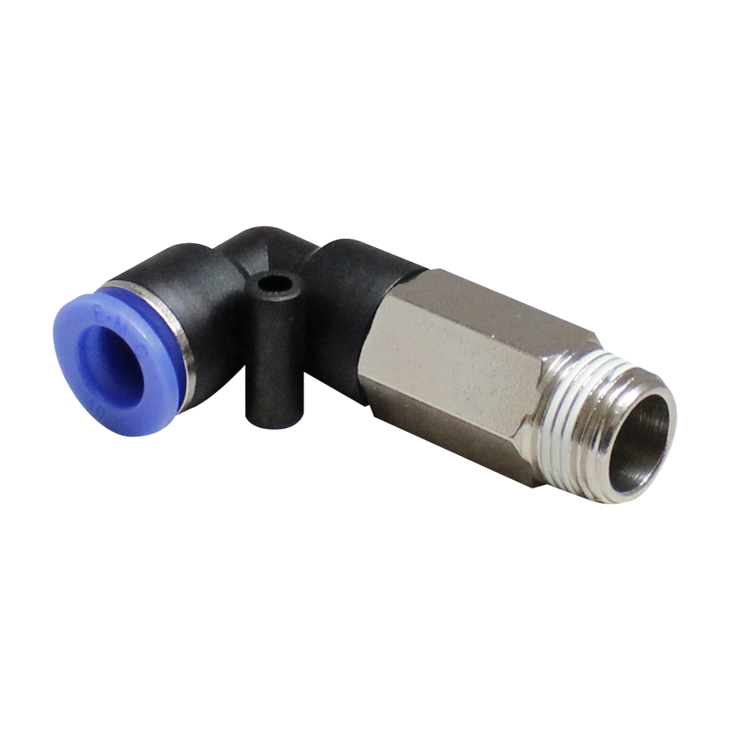 Conector Rapido en codo a 90° Largo Macho manguera 12 MM X 1/2" BSP