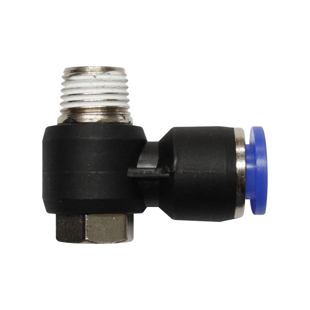 Racor rápido codo orientable cuerda 1/4" BSP manguera 10 MM