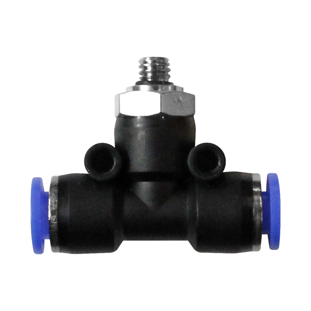Conector rápido "T" manguera 4 MM cuerda central M6