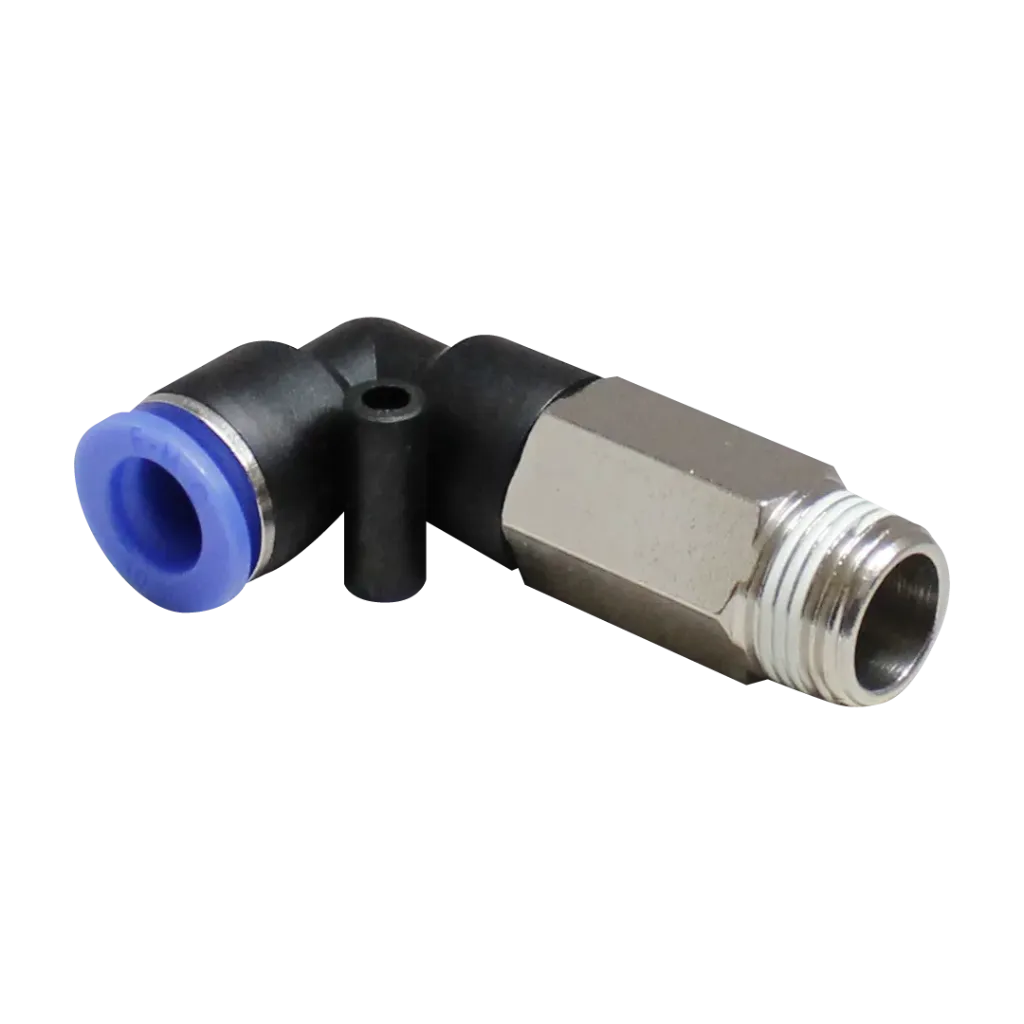 Conector Rapido en codo a 90° Largo Macho manguera 3/8" X 1/2" NPT