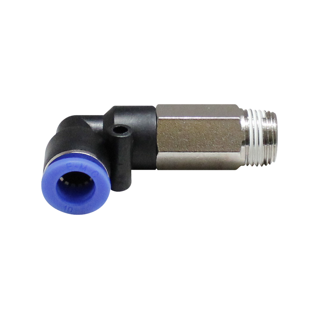 Conector Rapido en codo a 90° Largo Macho manguera 1/2" X 1/8" NPT