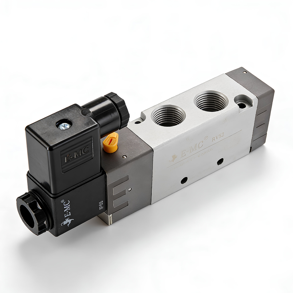 Electroválvula, 5/2, una bobina, tamaño 3 , 110 VAC puertos 3/8'' BSP