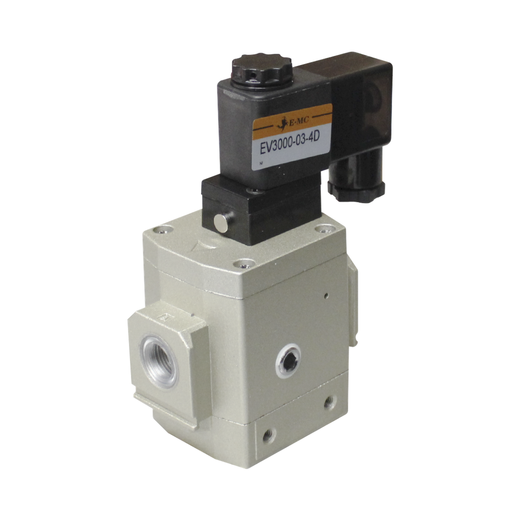 Válvula de arranque progresivo para alimentación de aire lento, tamaño 3, 24VDC, montaje tipo DIN, sin manómetro puertos 3/8'' BSP