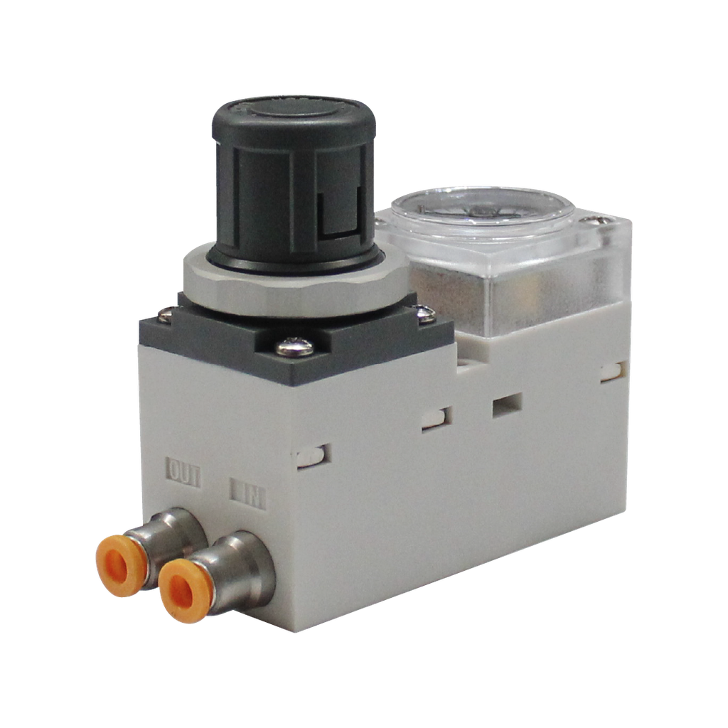 Mini regulator de presión, posición de la maguera hacia abajo 06-06 mm, sin bracket medición Mpa 