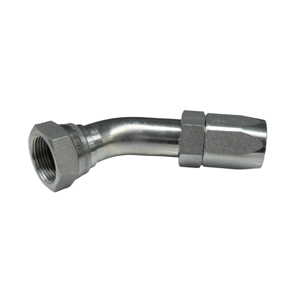 CODO 45° HEMBRA JIC  74° ROSCA ASIENTO CÓNICO 9/16 "X18 PASO MANGUERA DN10