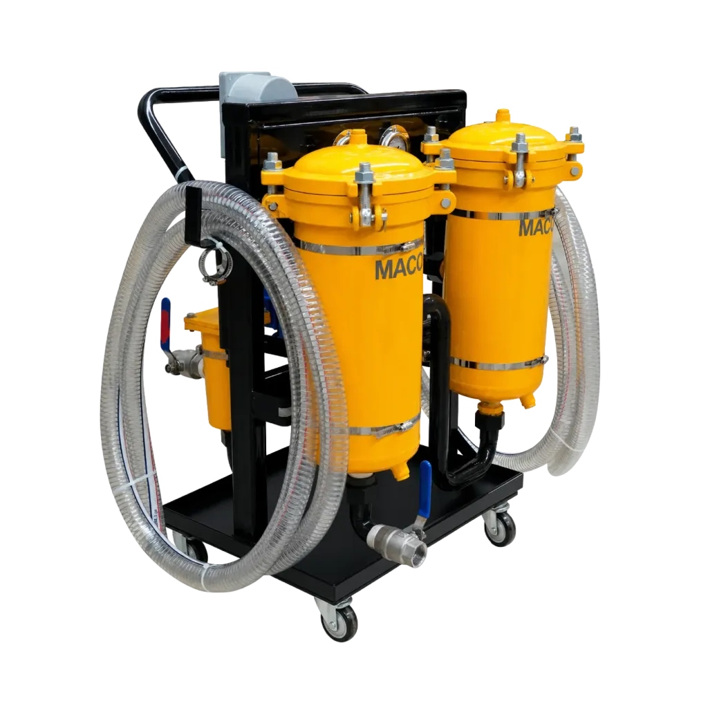 Carrito filtrador de aceite de alta precisión con tres filtros caudal 38Lxmin Presión 0.6 Mpa 220V, Micron 5um