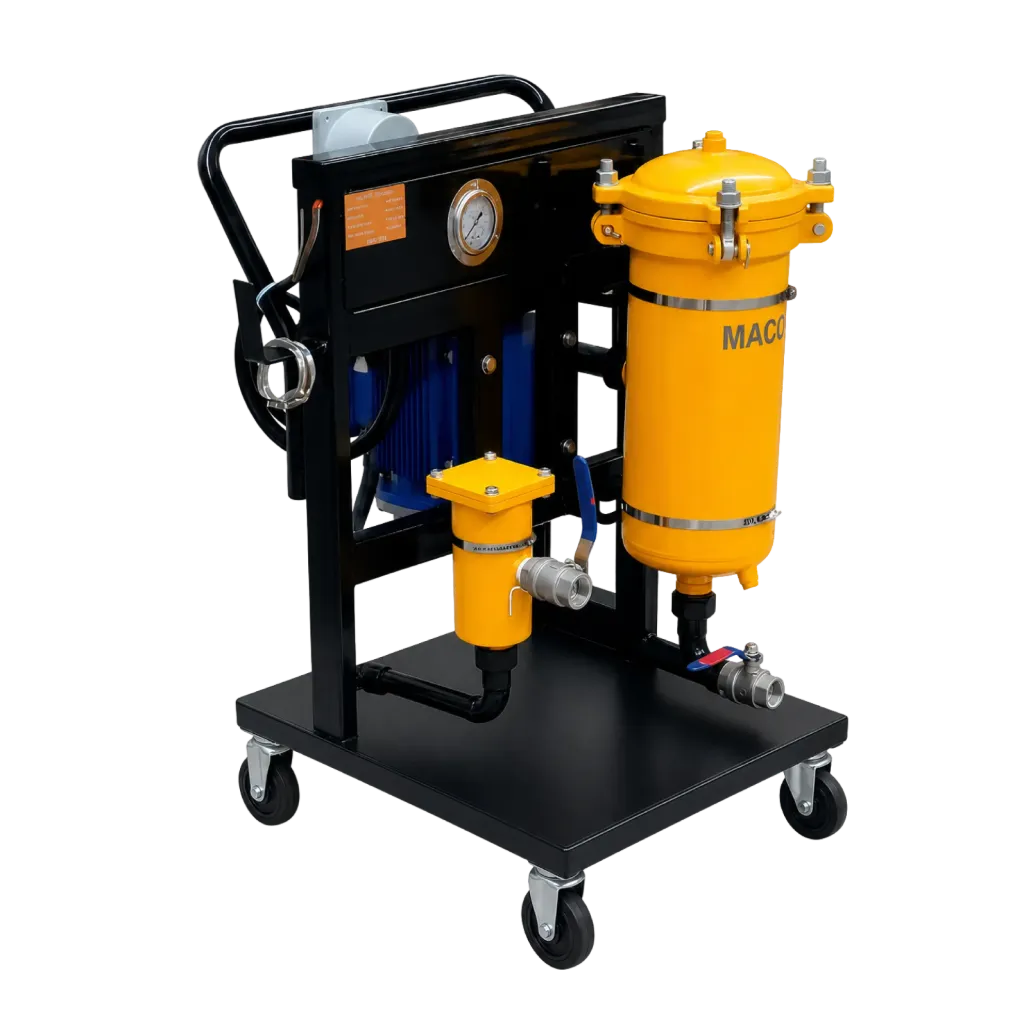 Carrito filtrador de aceite de alta precisión con dos filtros caudal 38Lxmin Presión 0.6 Mpa 220V, Micron 10um