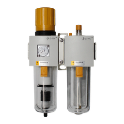 [EAC4010-06DF3] Combinación Filtro Regulador y Lubricador FR.L, manómetro cuadrado, grado de fitración 40 micras, Tamaño 4, vasos policarbonato, 145 PSI, purga automática, puertos 3/4" BSP