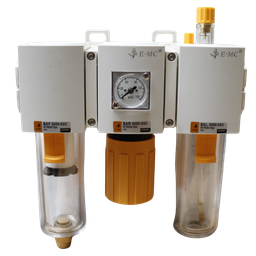 [EAC4010-03DF3-T] Combinación Filtro Regulador y Lubricador FR.L, manómetro cuadrado, grado de fitración 40 micras, Tamaño 4, vasos policarbonato, 145 PSI, purga automática, puertos 3/8" NPT