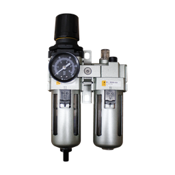 [EC3010-03D5-T] Combinación Filtro Regulador y Lubricador FRL, manómetro redondo, grado de fitración 25 micras, Tamaño 3, vasos metálicos, 145 PSI, purga autómatica, puertos 3/8" NPT