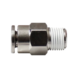 [EMC06-02P-A] Racor rápido recto metálico, latón niquelado, manguera 6mm rosca 1/4'' PT