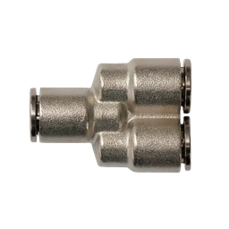 [EMY14-A] Racor rápido "Y" metálico, latón niquelado, unión manguera-manguera 14mm