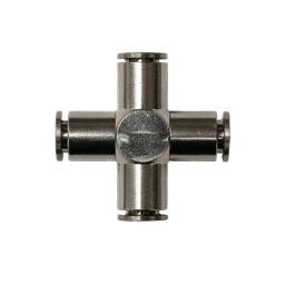 [EMZA04-A] Racor rápido "X" metálico, latón niquelado, unión manguera-manguera 4mm