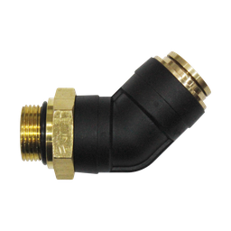 [RQ-MPL54-DOT-04-M10] Codo plástico a 45° Macho métrico, 1/4 - 10 mm